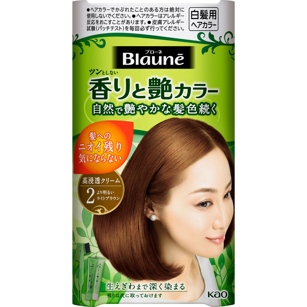 ブローネ 香りと艶カラー クリーム 2 より明るいライトブラウン 80G 花王 (医薬部外品)