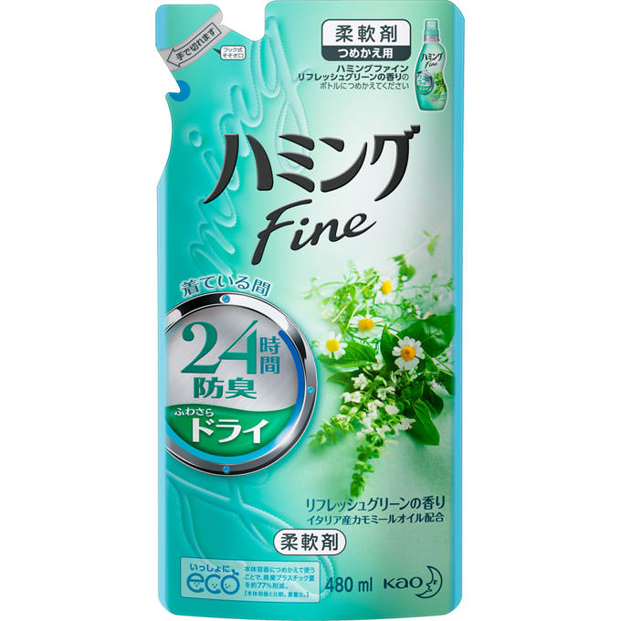 ハミングファイン リフレッシュグリーンの香り つめかえ用 ４８０ＭＬ 花王