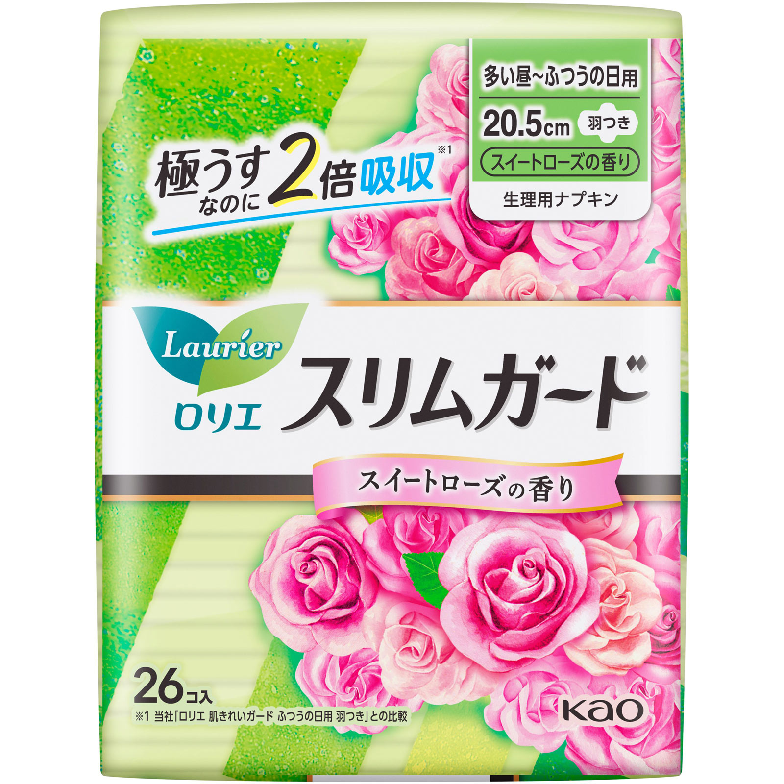 ロリエ スリムガード スイートローズの香り しっかり昼用 羽つき ２６コ 花王 (医薬部外品)