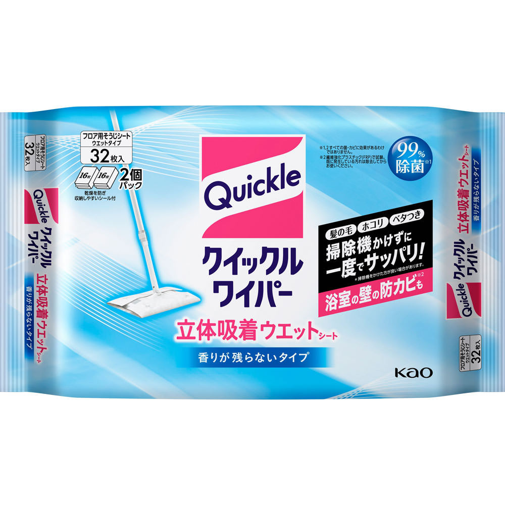 クイックルワイパー 立体吸着ウエットシート ３２枚 花王