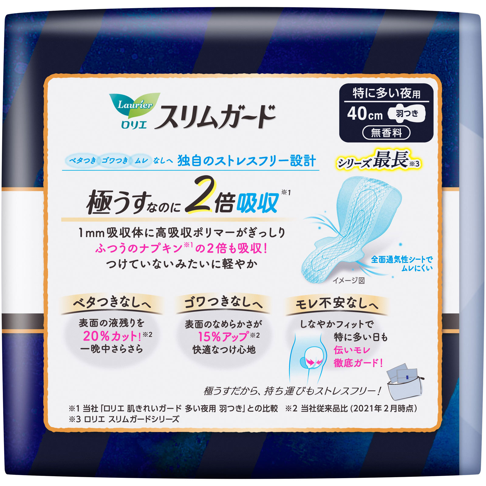 ロリエスリムガード しっかり夜用４００ １１コ 花王 (医薬部外品)