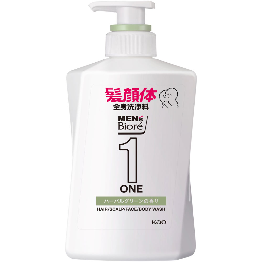 メンズビオレ ONE オールインワン全身洗浄料 爽やかなハーバルグリーンの香り 本体 480mL 花王