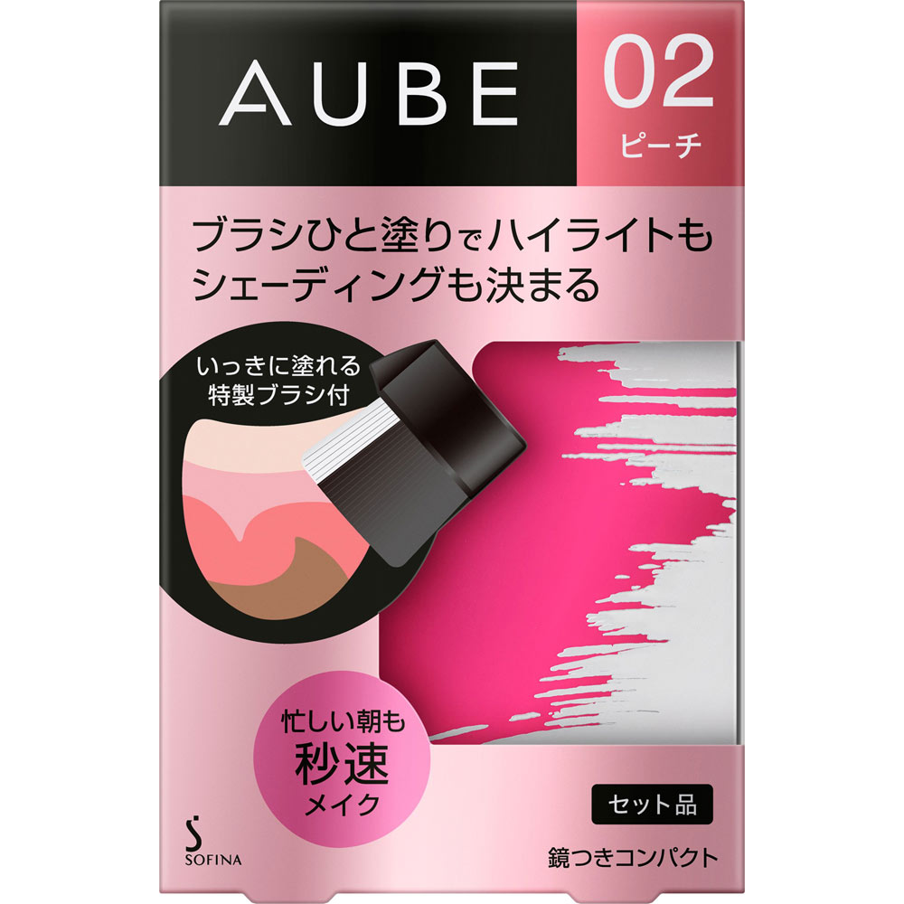 オーブ　ブラシひと塗りチーク　０２ピーチ　セット品 ５．７ｇ 花王ソフィーナ