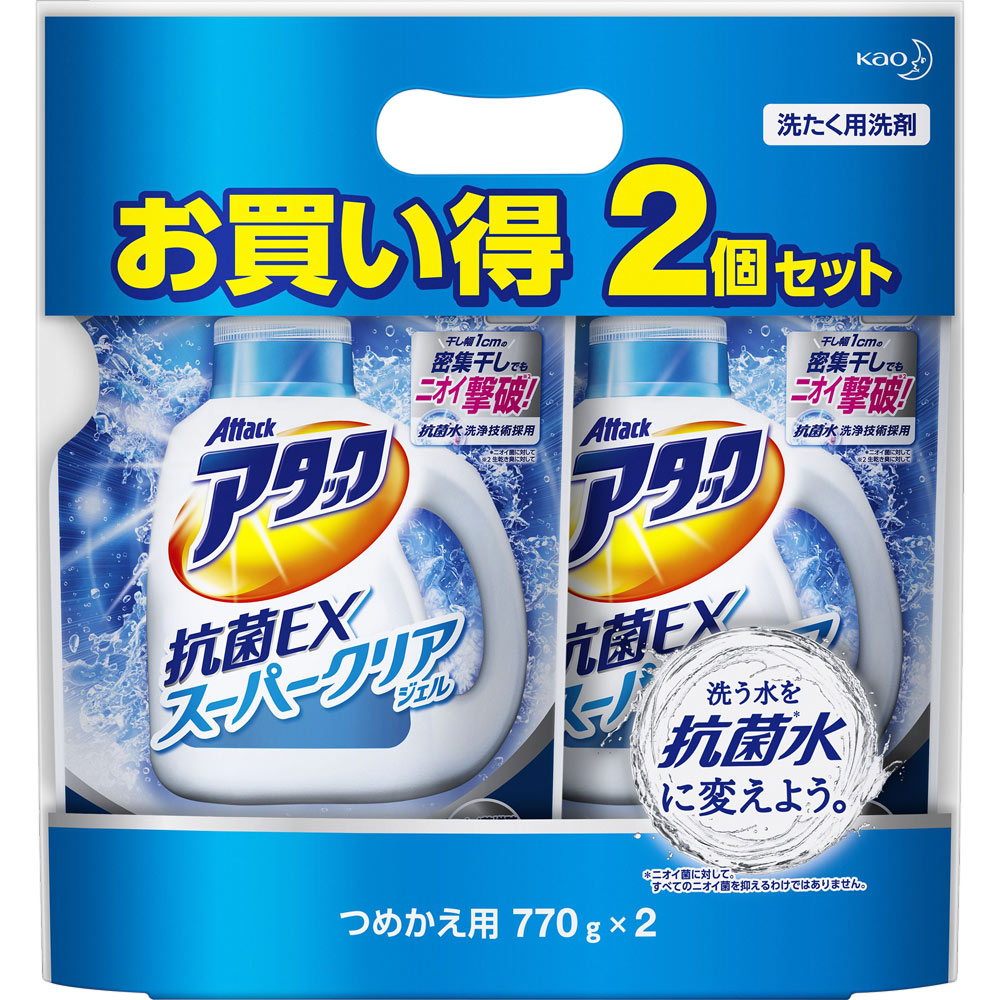 アタック 抗菌EX スーパークリアジェル つめかえ用２Ｐ １．５４ＫＧ 花王