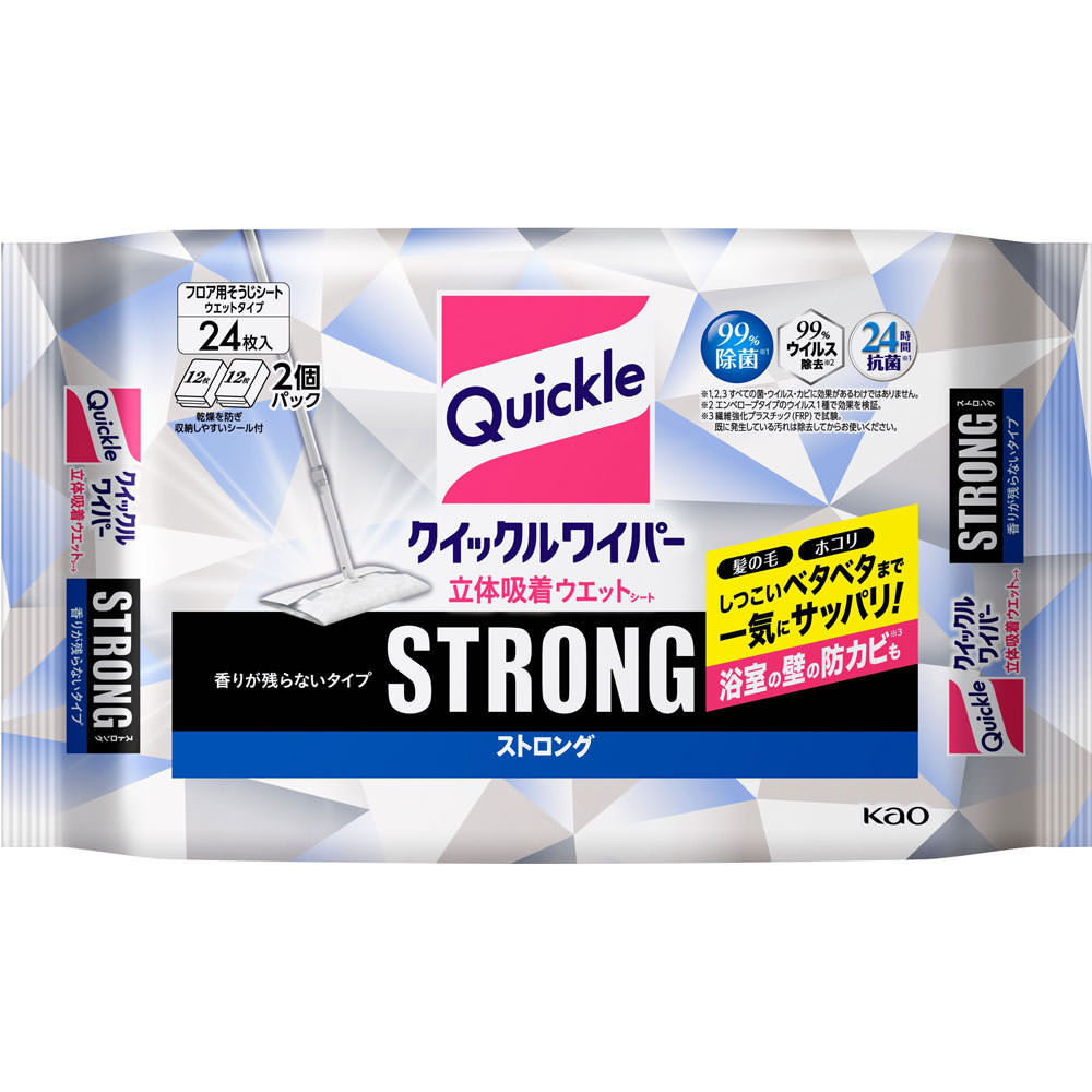 クイックル 立体吸着ウエットシート ストロング ２４枚 花王