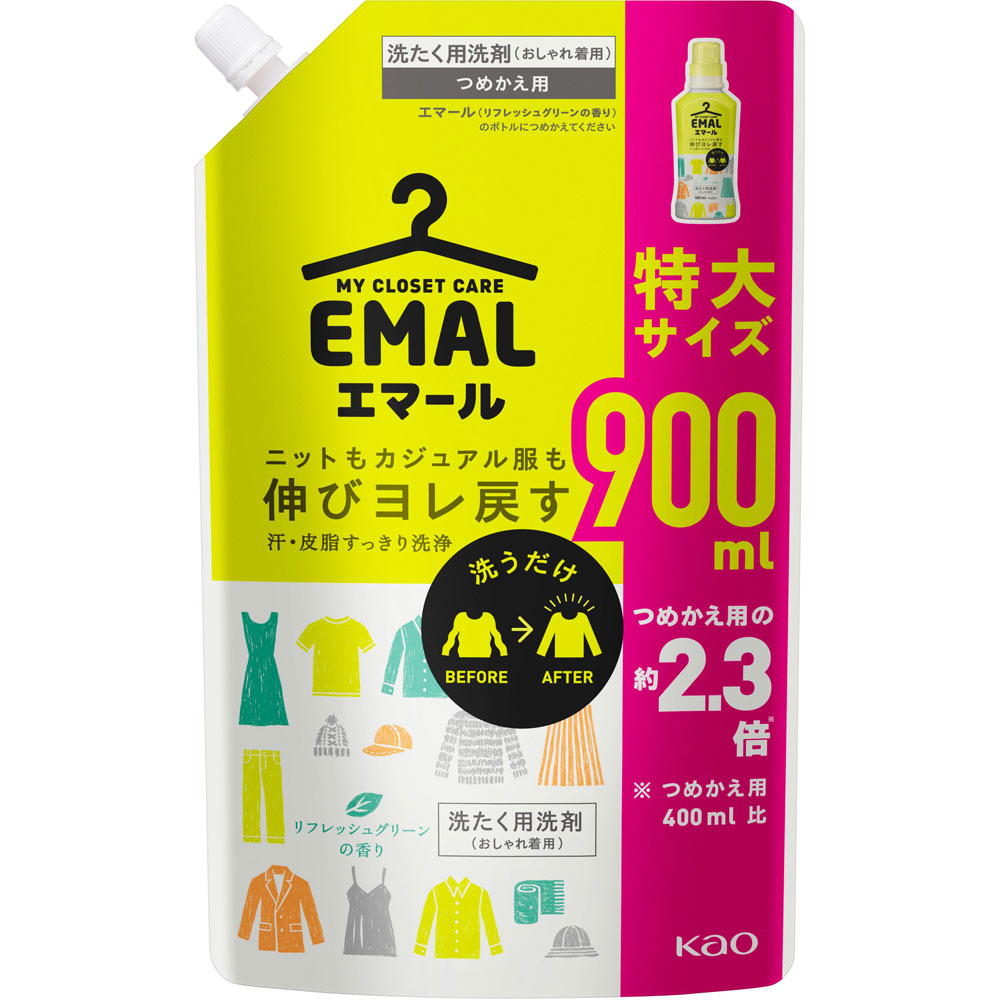 エマール リフレッシュグリーンの香り つめかえ用 ９００ｍｌ 花王