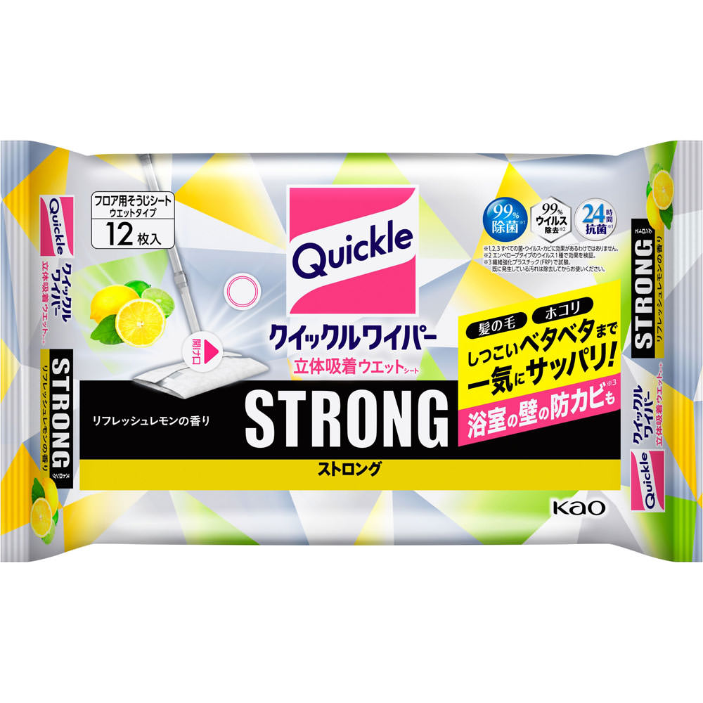 クイックル 立体吸着ウエット ストロングレモン １２枚 花王