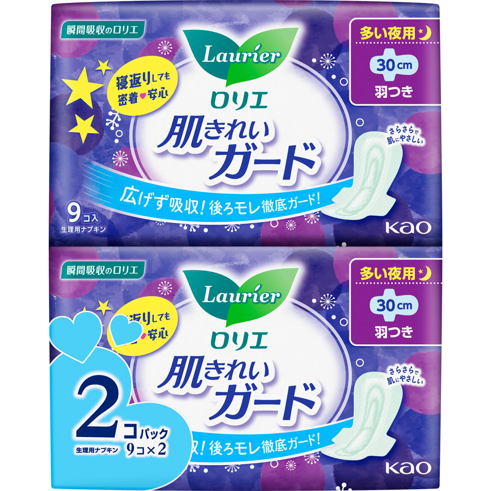 ロリエ　肌きれいガード　夜用　羽つき １８コ 花王 (医薬部外品)