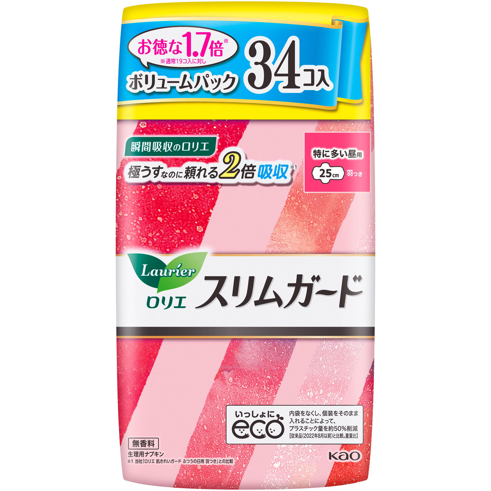 ロリエ スリムガード ボリュームパック 特に多い昼用 34コ 花王 (医薬部外品)