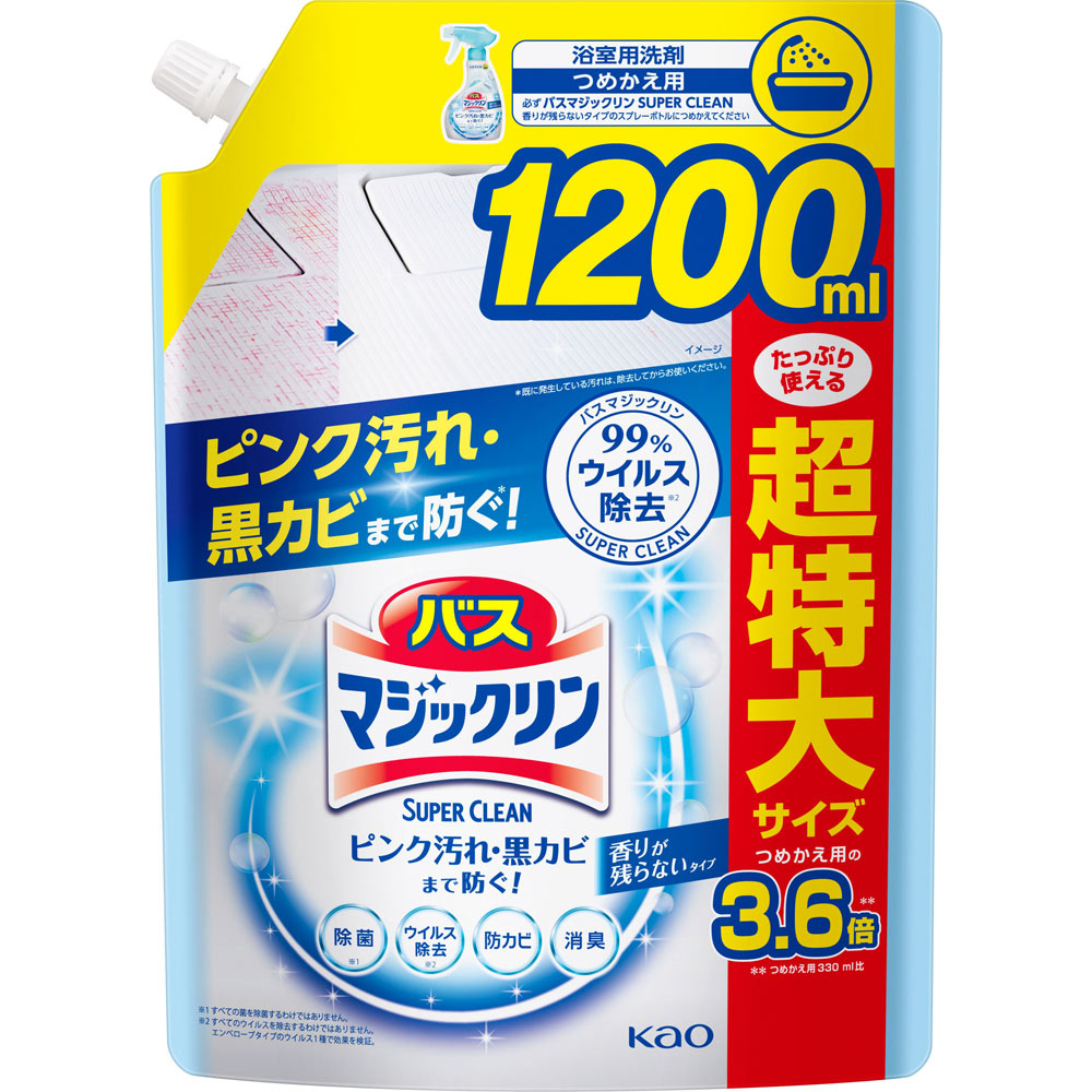 バスマジックリンＳＵＰＥＲ泡洗浄無残香大スパウト １２００ｍｌ 花王