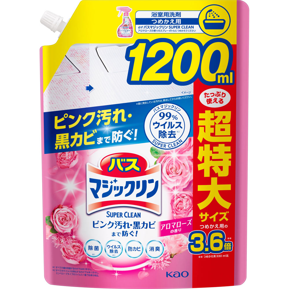 バスマジックリンＳＵＰＥＲ泡洗浄ローズ大スパウト １２００ｍｌ 花王