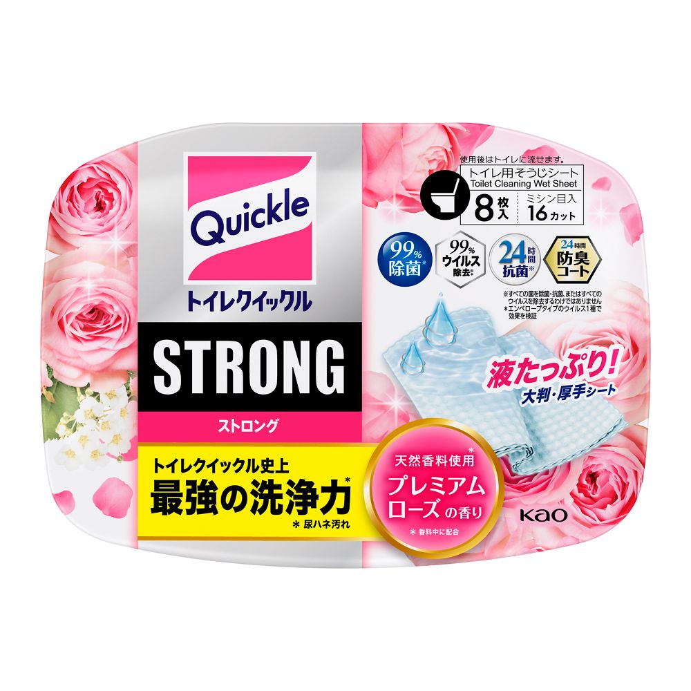 トイレクイックルストロング ローズ本体 ８枚 花王