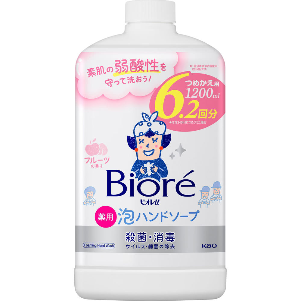 ビオレｕ 泡ハンドソープ フルーツ つめかえ用 １２００ｍＬ 花王 (医薬部外品)