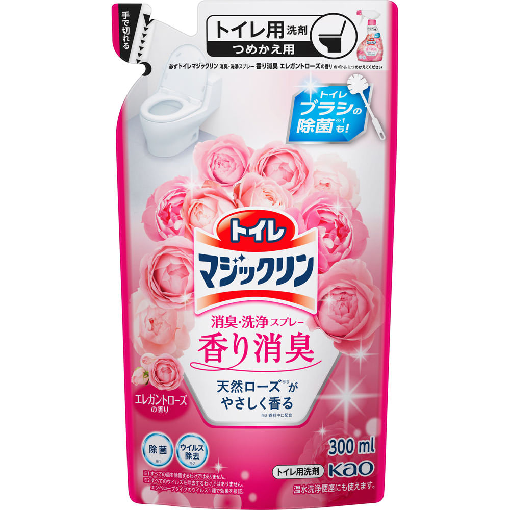 トイレマジックリン消臭・洗浄スプレー 香り消臭 エレガントローズの香り つめかえ用 ３００ｍｌ 花王