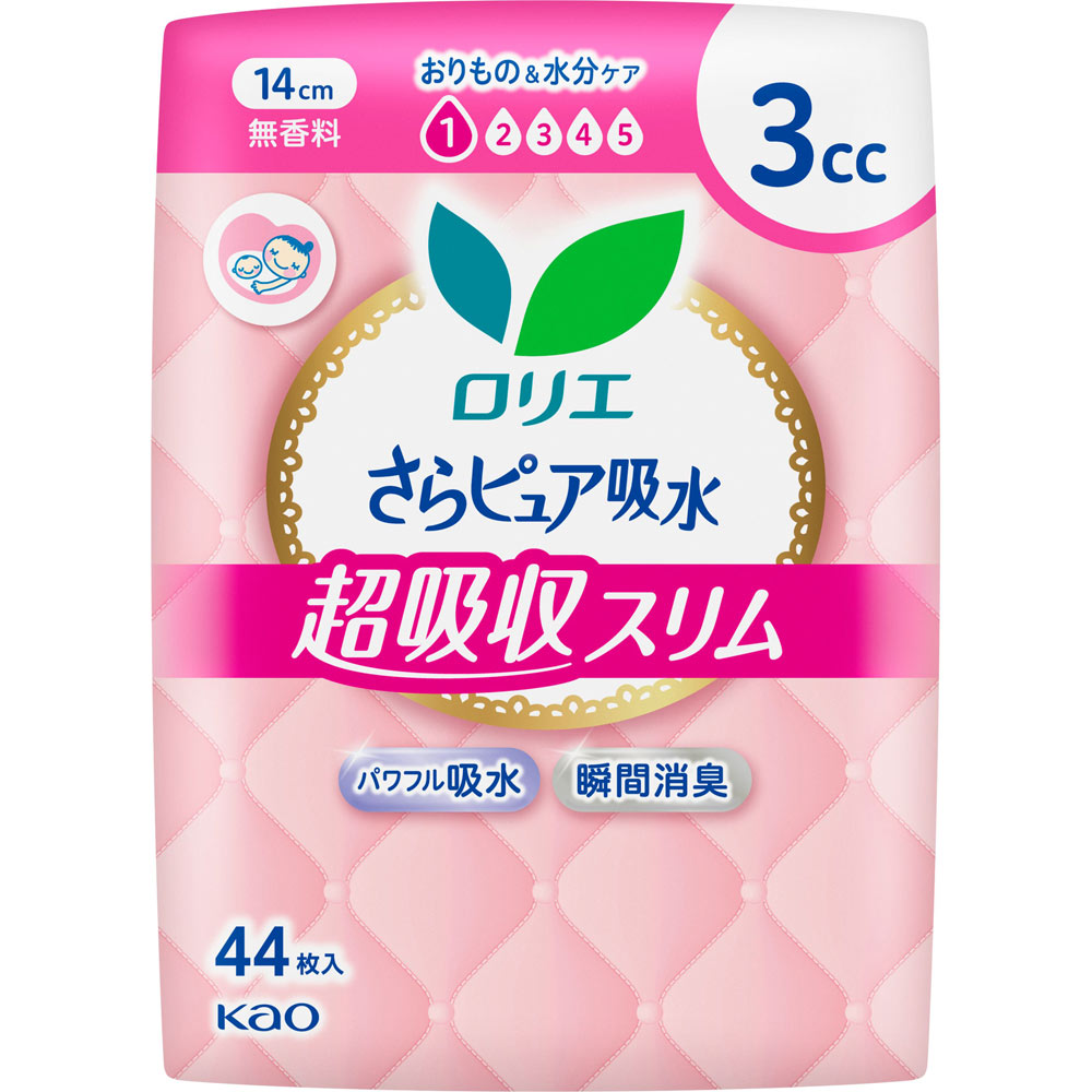 ロリエさらピュア吸水 超吸収スリム ３ｃｃ無香料 ４４枚 花王