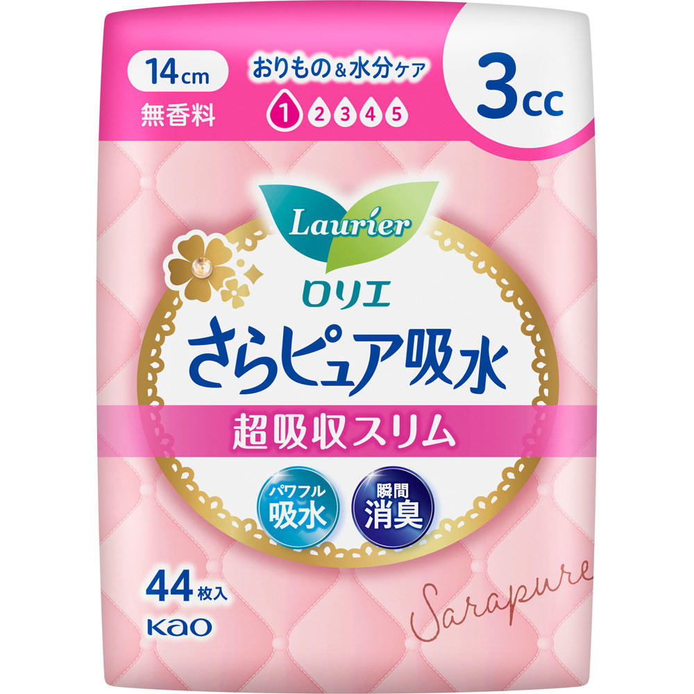 ロリエさらピュア吸水 超吸収スリム ３ｃｃ無香料 ４４枚 花王