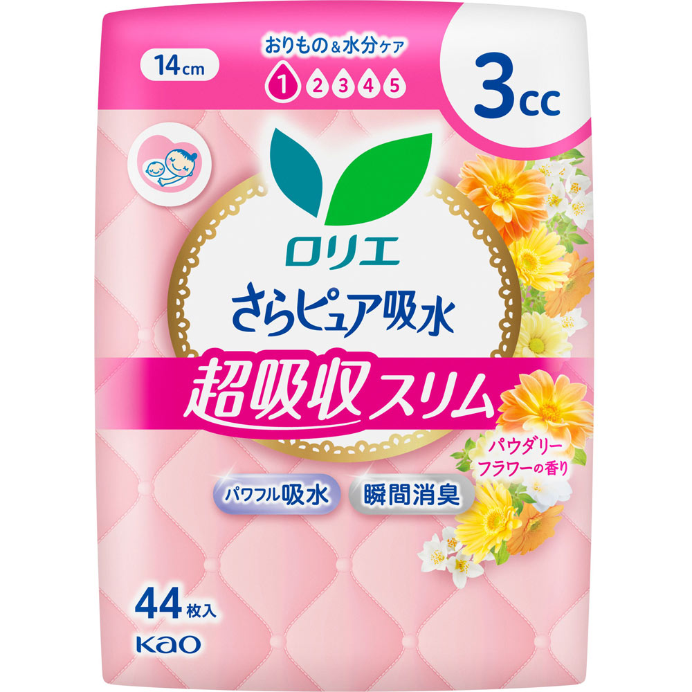 ロリエさらピュア吸水 超吸収スリム 3ccパウダリーフラワーの香り 44枚 花王