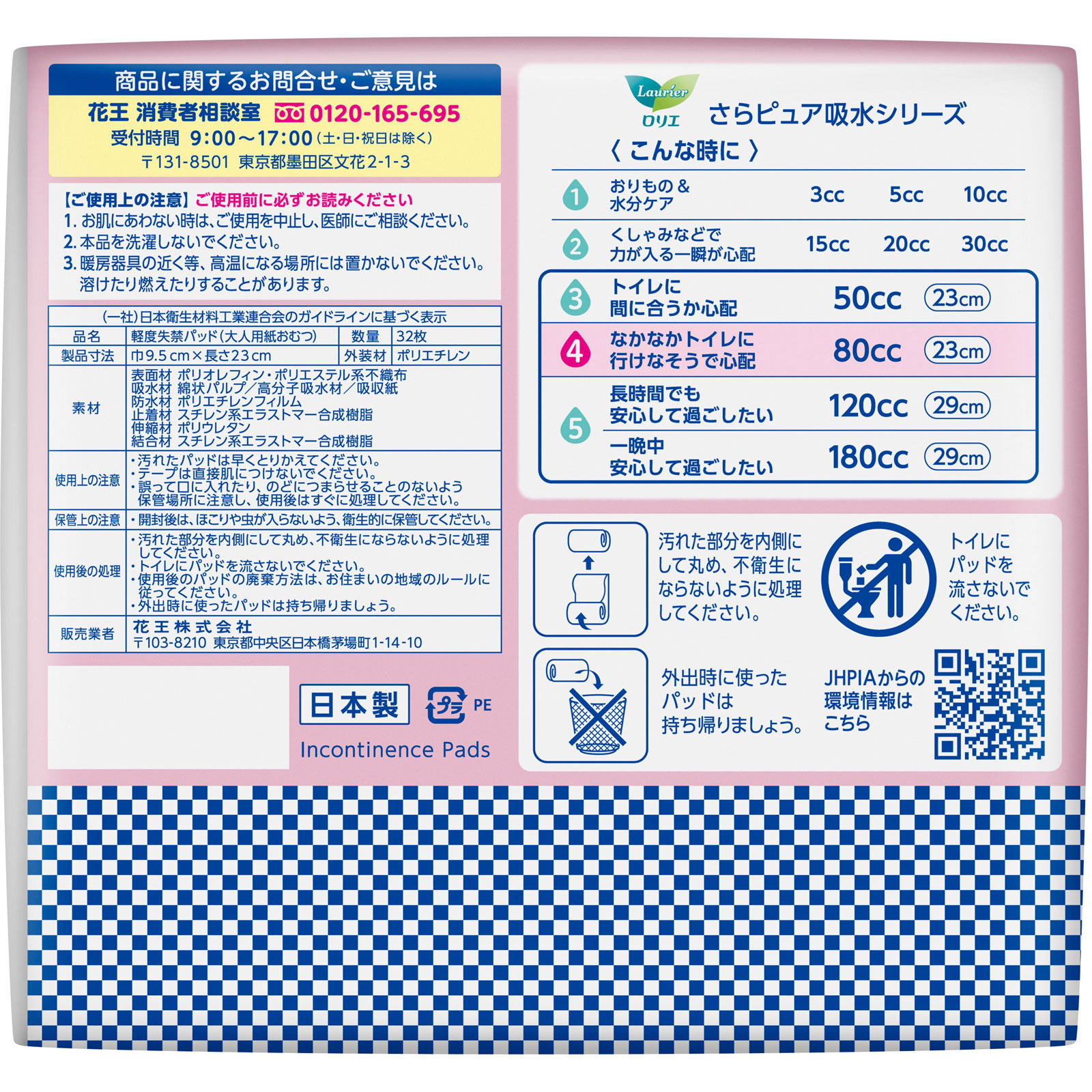 ロリエ さらピュア吸水超安心パッド 80CCSJ 32枚 花王