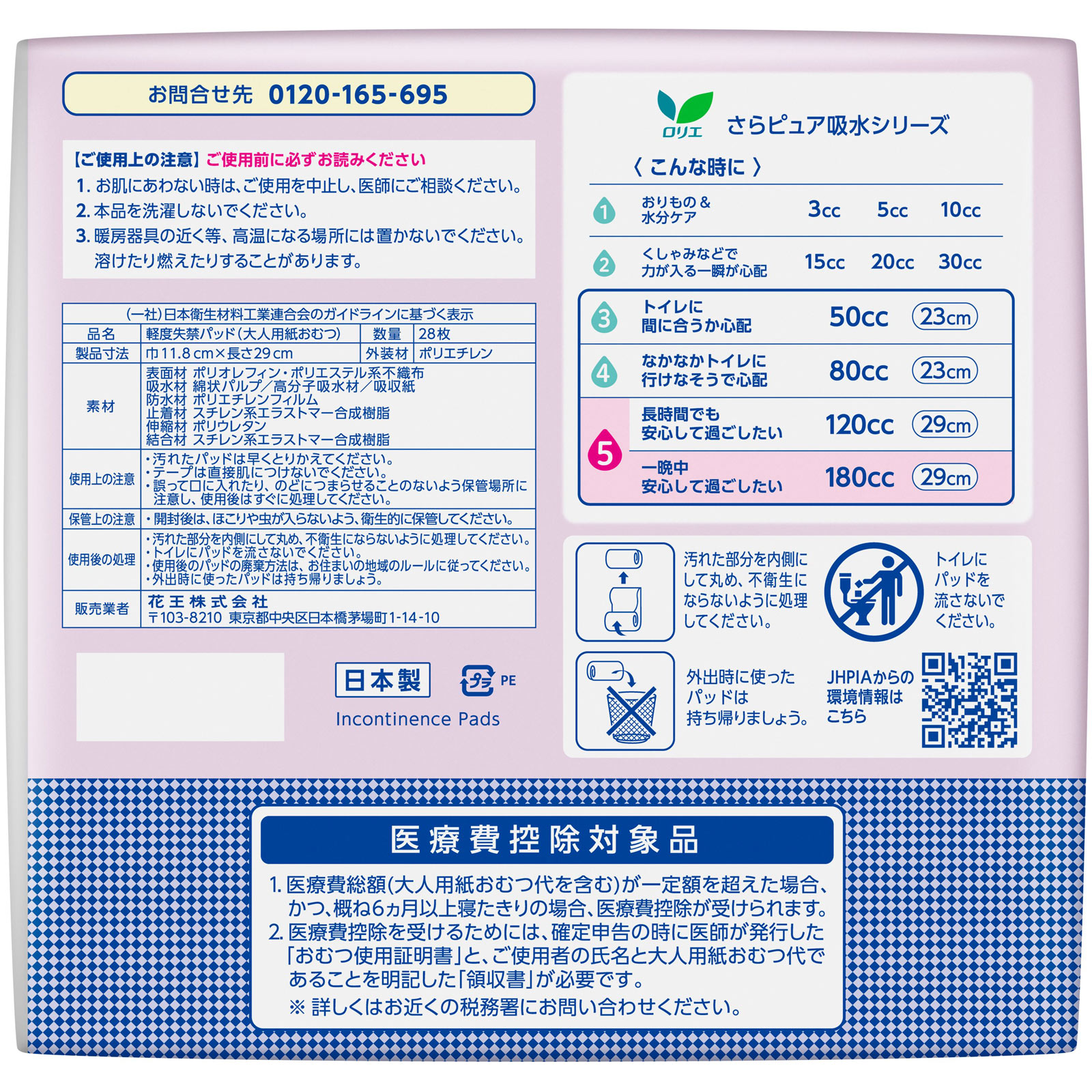 ロリエ さらピュア吸水超安心パッド 180CCSJ 28枚 花王