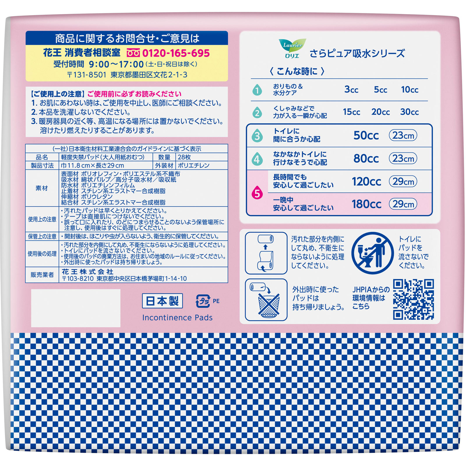 ロリエ さらピュア吸水超安心パッド 180CCSJ 28枚 花王