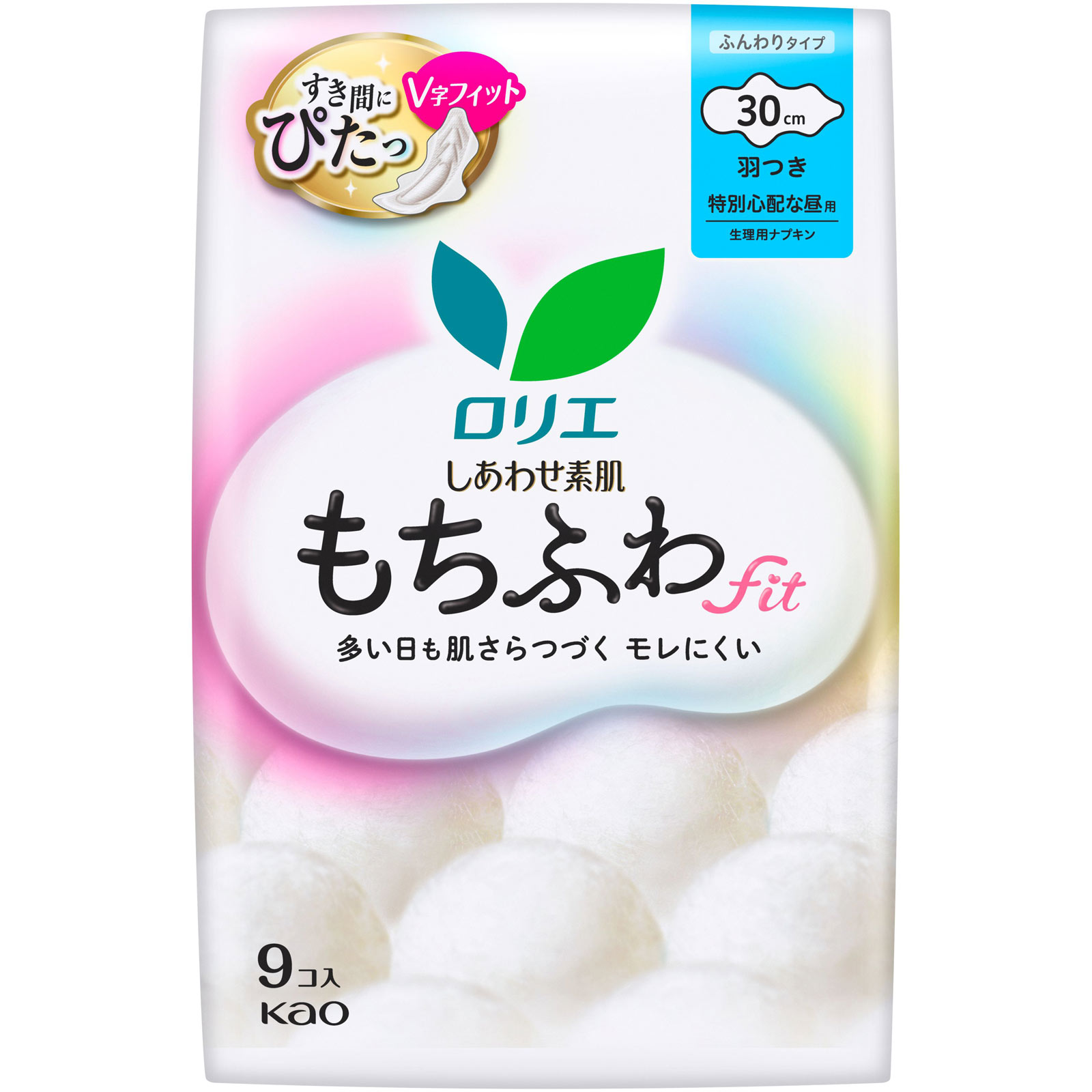 ロリエ しあわせ素肌 もちふわfit 特別心配な昼用30cm 羽つき 9コ 花王 (医薬部外品)