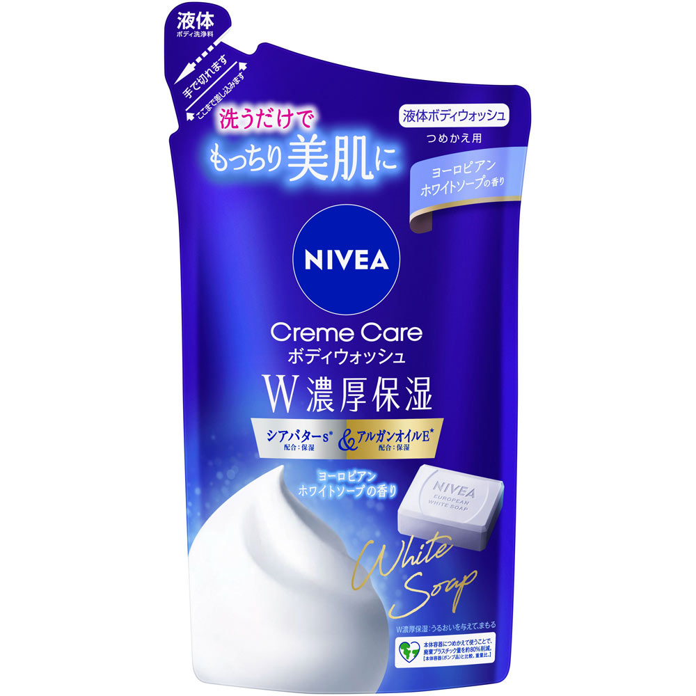 ニベア　クリームケアボディウォッシュ　Ｗ濃厚保湿　ヨーロピアンホワイトソープの香り　つめかえ用 ３４０ｍＬ 花王