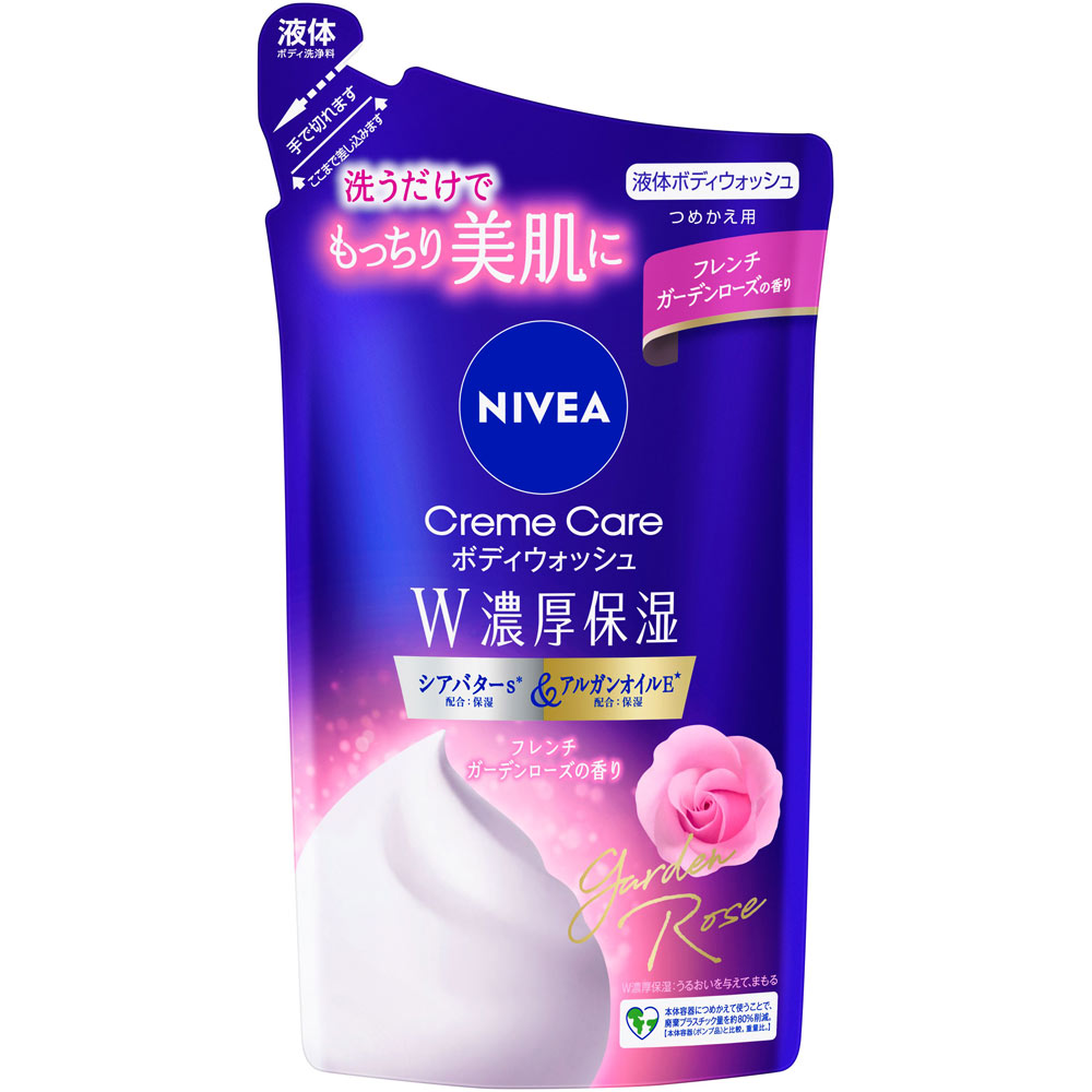 ニベア　クリームケアボディウォッシュ　Ｗ濃厚保湿　フレンチガーデンローズの香り　つめかえ用 ３４０ｍＬ 花王