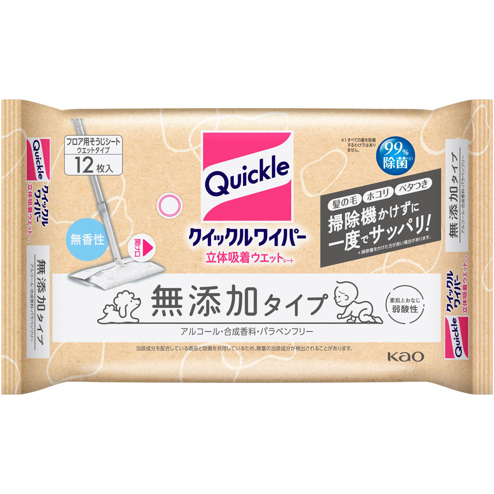 クイックルワイパー　立体吸着ウエットシート　無添加タイプ １２枚 花王