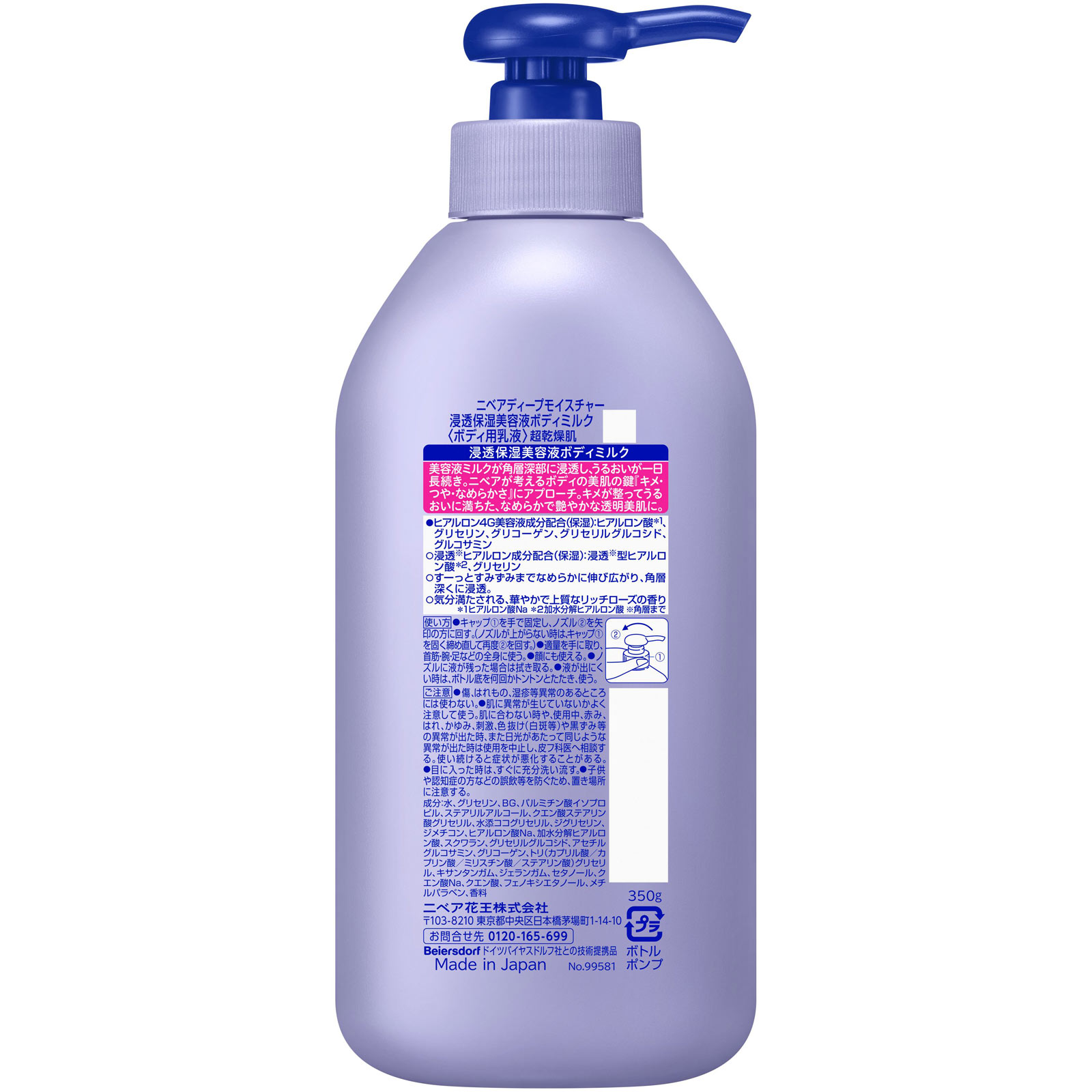 ニベア ルーセントビューティ ディープモイスチャー 浸透保湿美容液ボディミルク 350g 花王