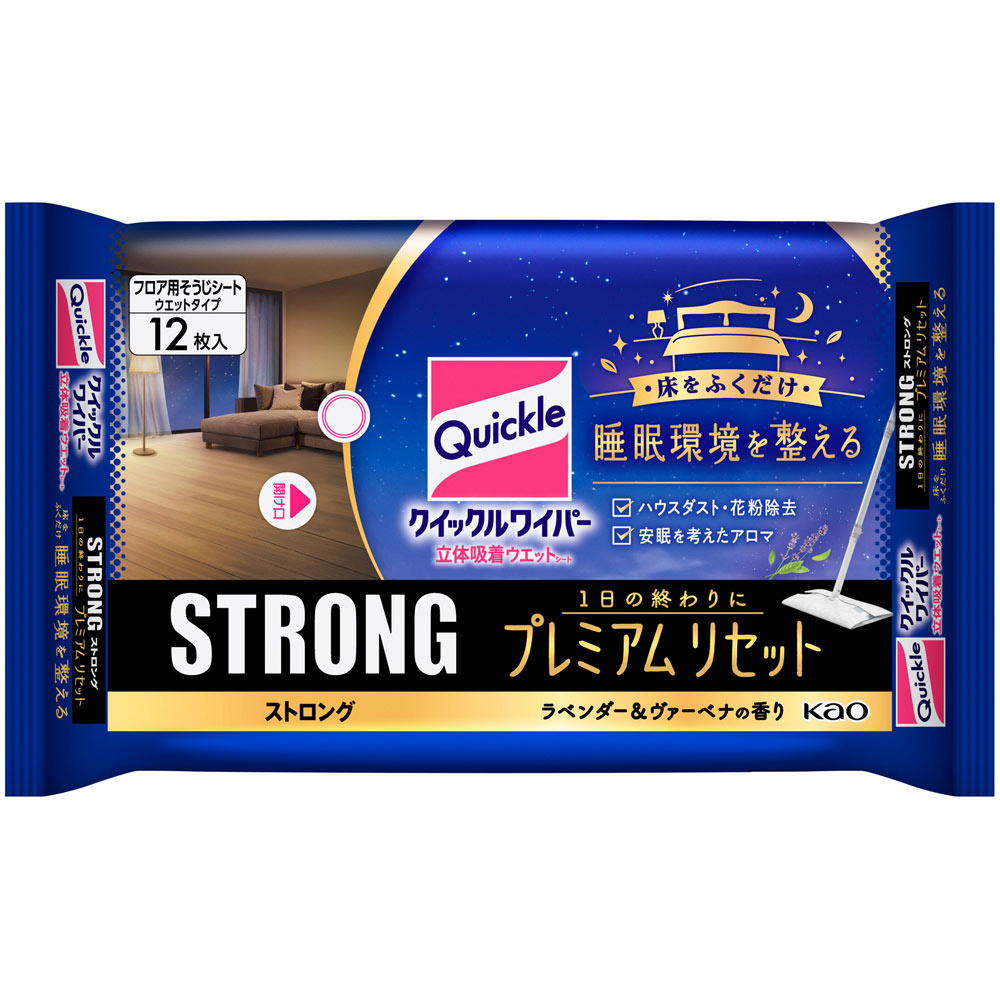 クイックルワイパー　立体吸着ウエットシート　ストロング　プレミアムリセット １２枚 花王