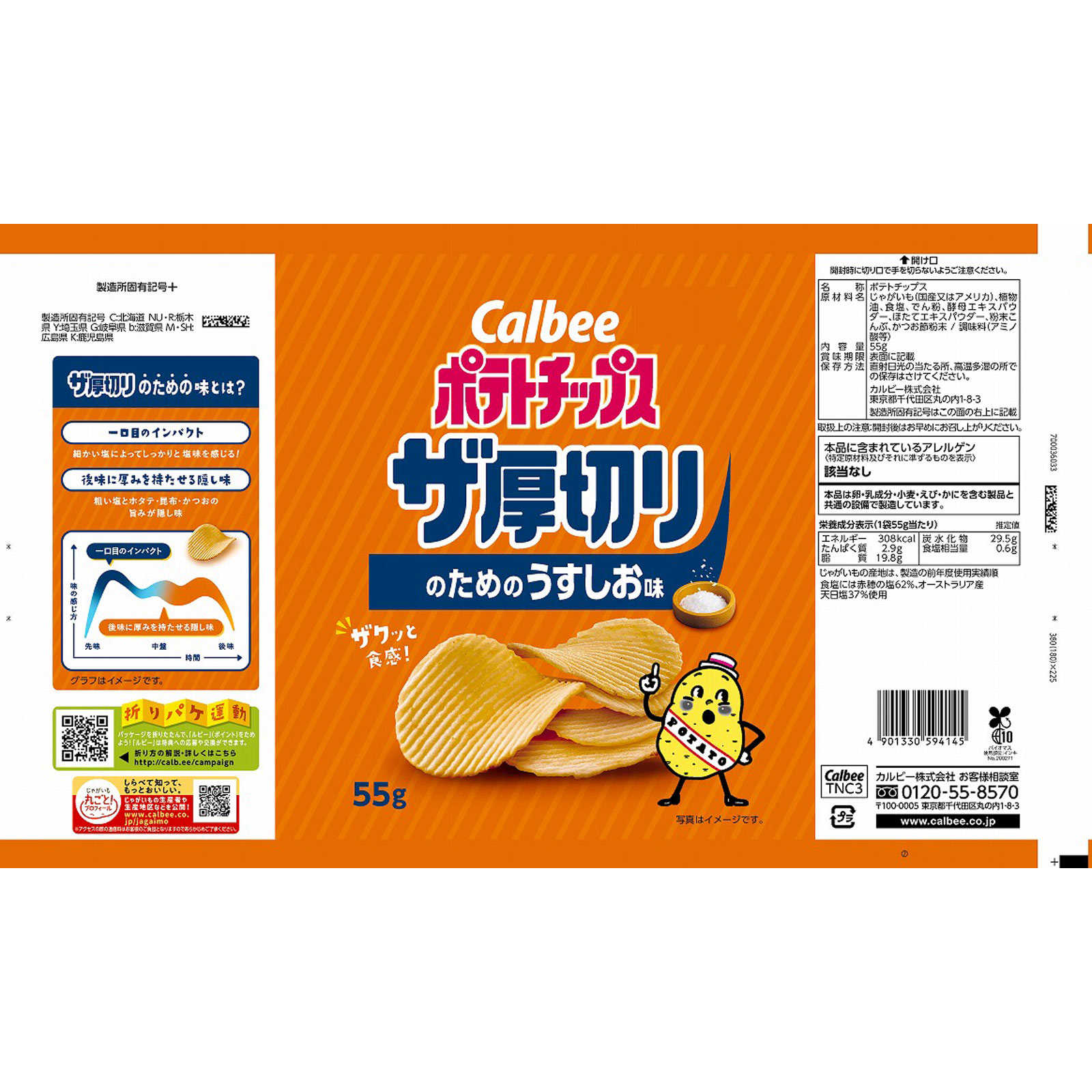 ポテトチップス ザ厚切りのためのうすしお味 ５５ｇ カルビー
