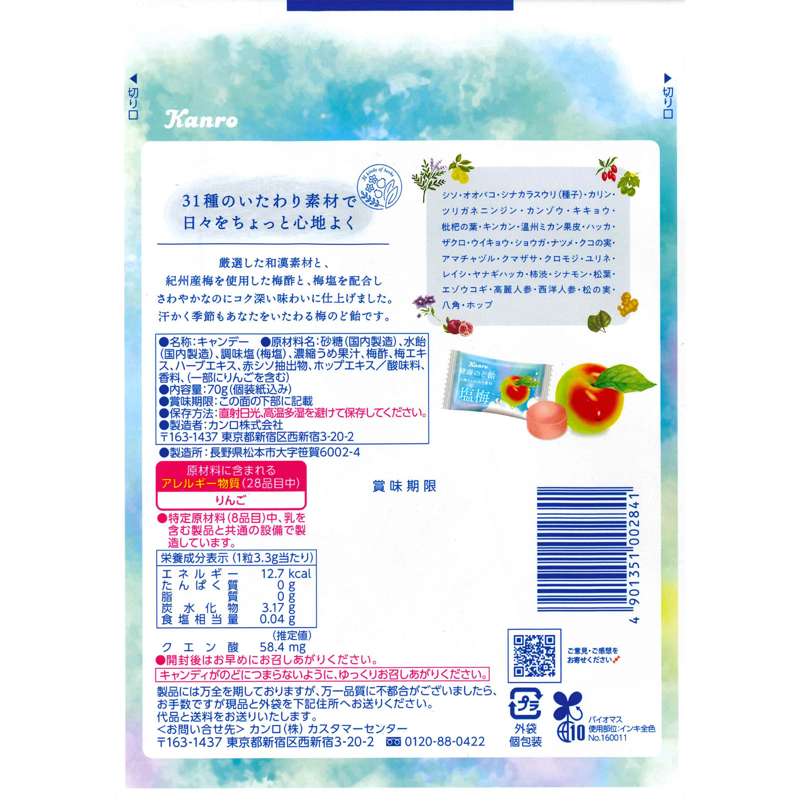 健康のど飴塩梅 ７０ｇ カンロ