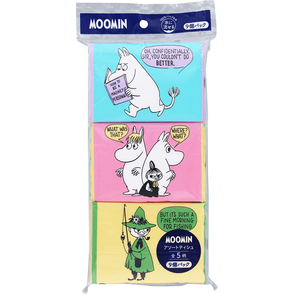 MOOMINふっくらやわらか水に流せるポケットティシュ ８組×９Ｐ 河野製紙