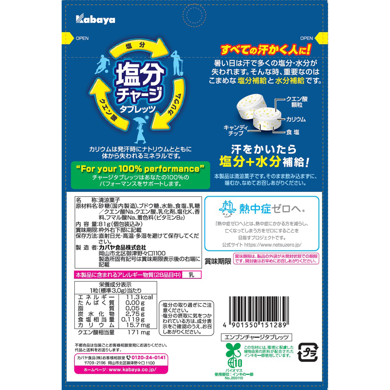 塩分チャージタブレッツ スポーツドリンク味 ８１ｇ カバヤ食品