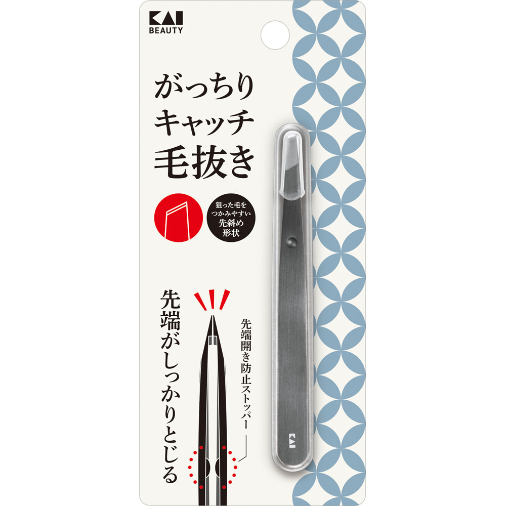 がっちりキャッチ毛抜き　ブラック １個入 貝印