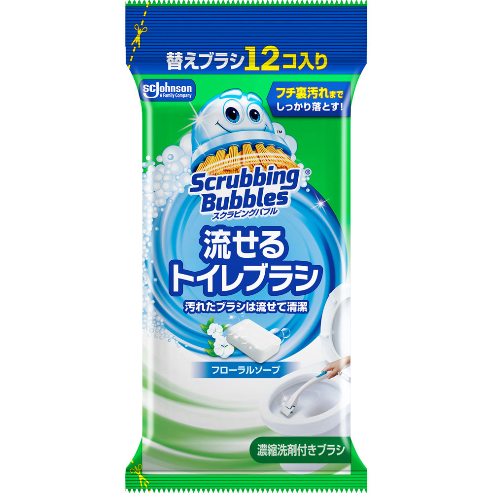 スクラビングバブル　流せるトイレブラシ　フローラルソープ替え １２個 ジョンソン