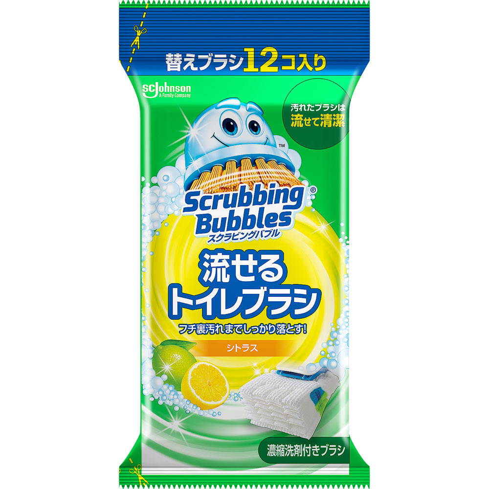 スクラビングバブル　流せるトイレブラシ　シトラス替え １２個 ジョンソン
