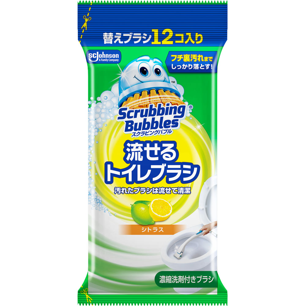 スクラビングバブル　流せるトイレブラシ　シトラス替え １２個 ジョンソン