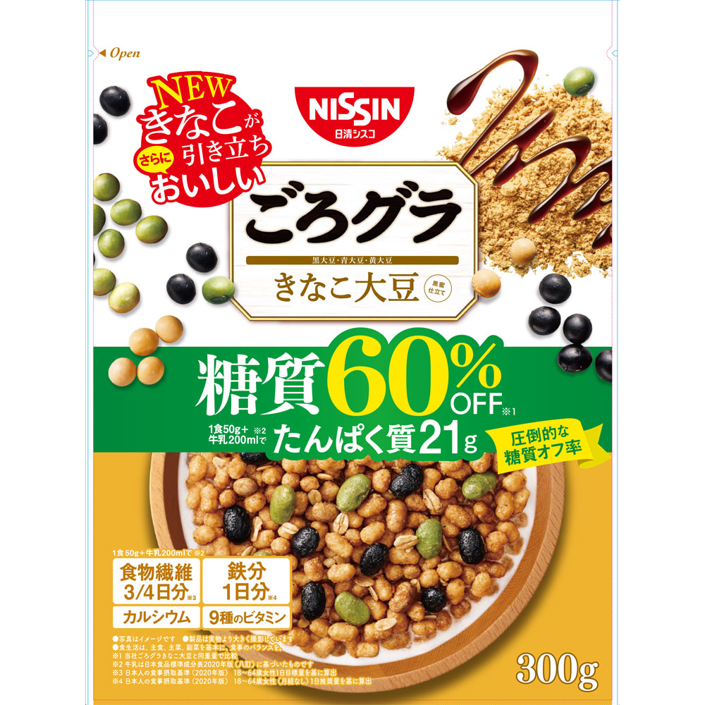ごろグラ　糖質60％オフ　きなこ大豆 ３００ｇ 日清シスコ