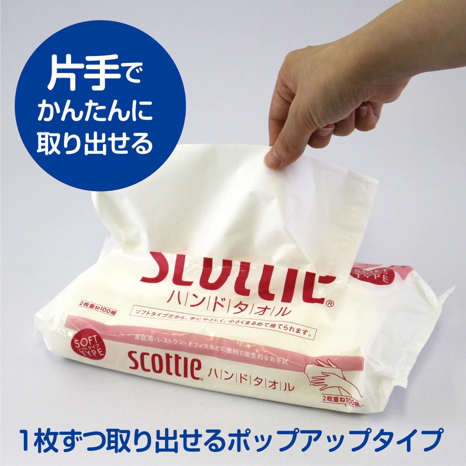 スコッティ ハンドタオル 100組【200枚】 日本製紙クレシア