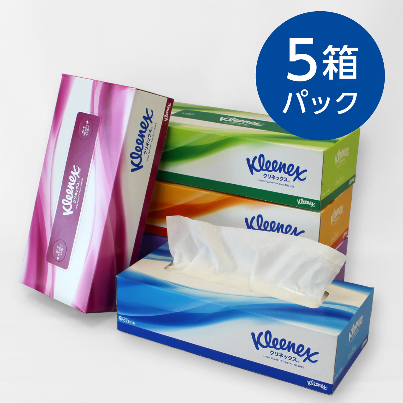 クリネックス ティシュー ５箱パック １８０組 日本製紙クレシア