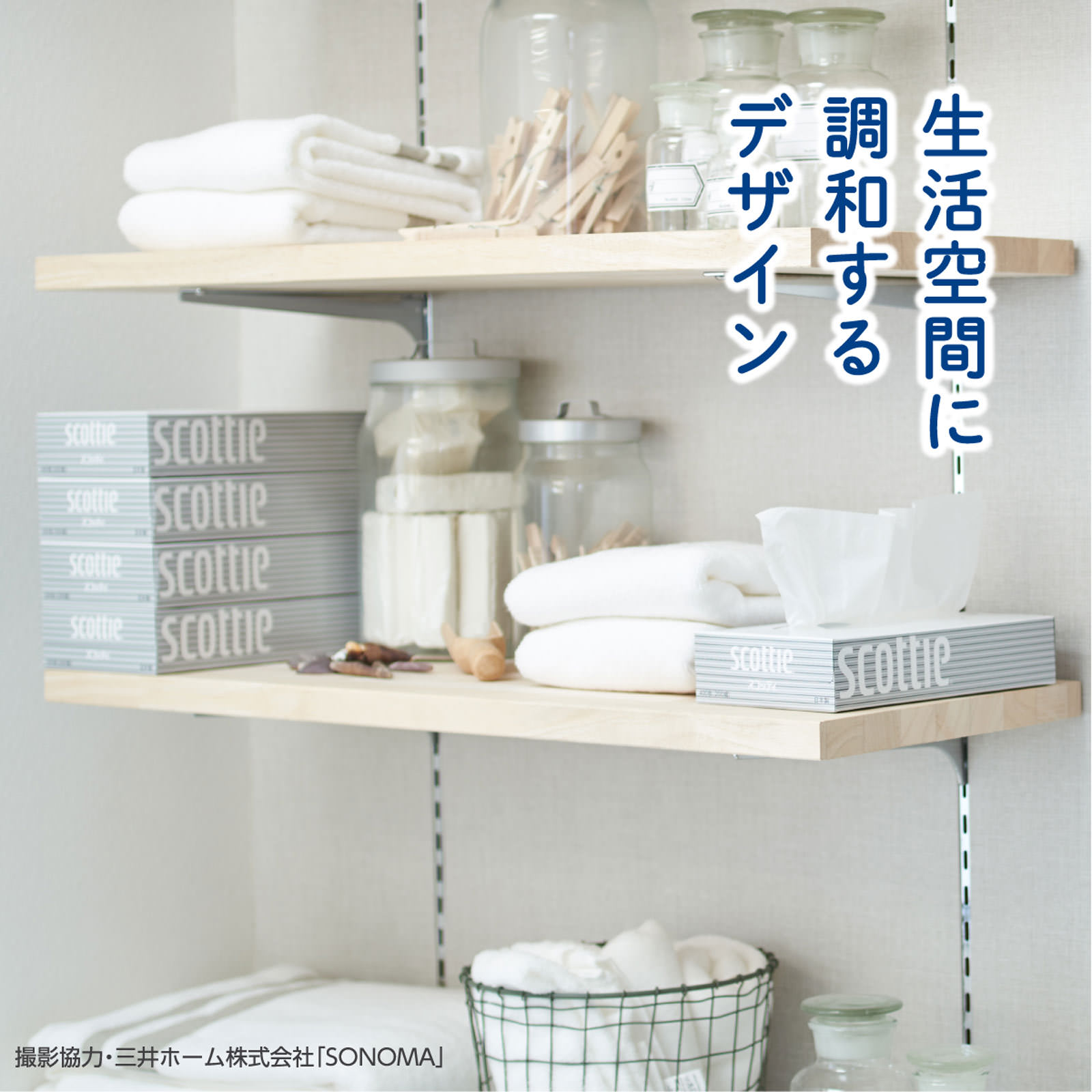 スコッティ ティシュー　５箱パック ２００組 日本製紙クレシア