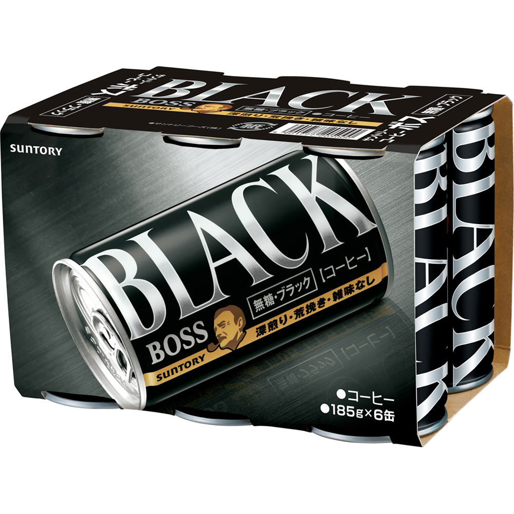 ボス 無糖ブラック １８５ｇ×６ サントリー
