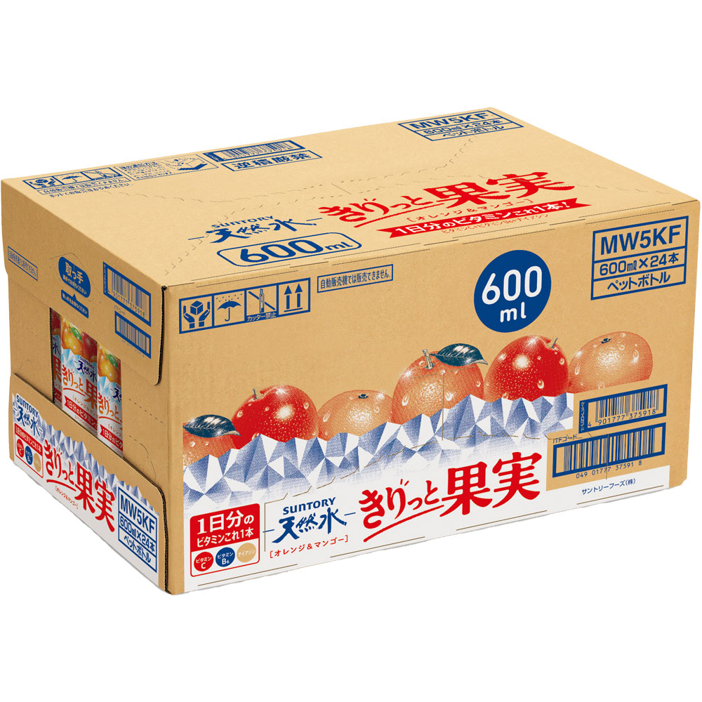 サントリー天然水　きりっと果実オレンジ＆マンゴー　ケース ６００ｍｌ×２４ サントリー