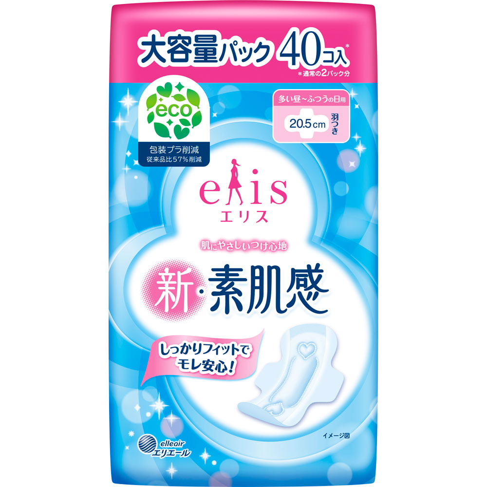 エリス新・素肌感（ふつう－多い日用）羽つき ２０枚Ｘ２Ｐ 大王製紙 (医薬部外品)