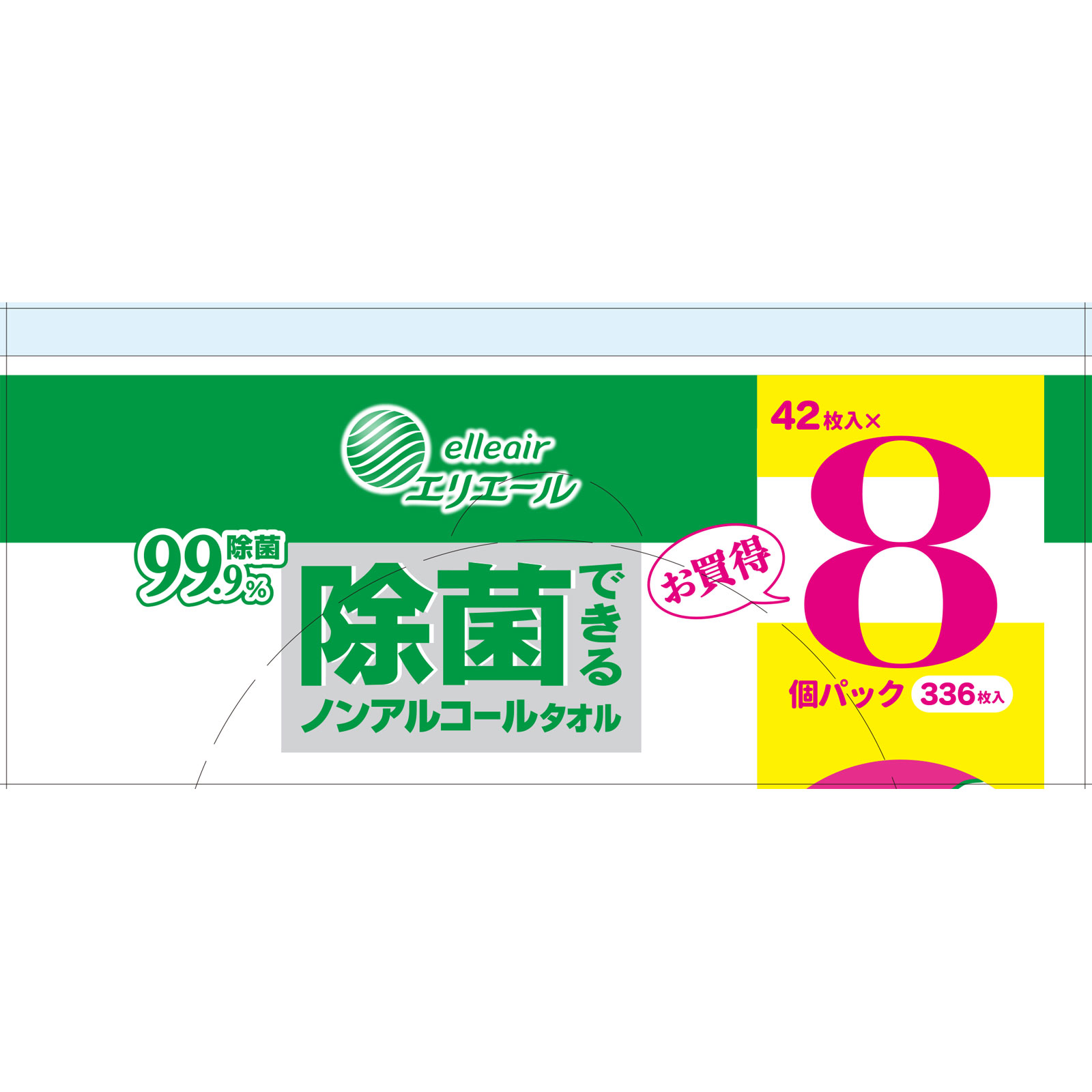 エリエール除菌できる ノンアルコールタオル 詰替 ４２枚ｘ８Ｐ【替え】 大王製紙