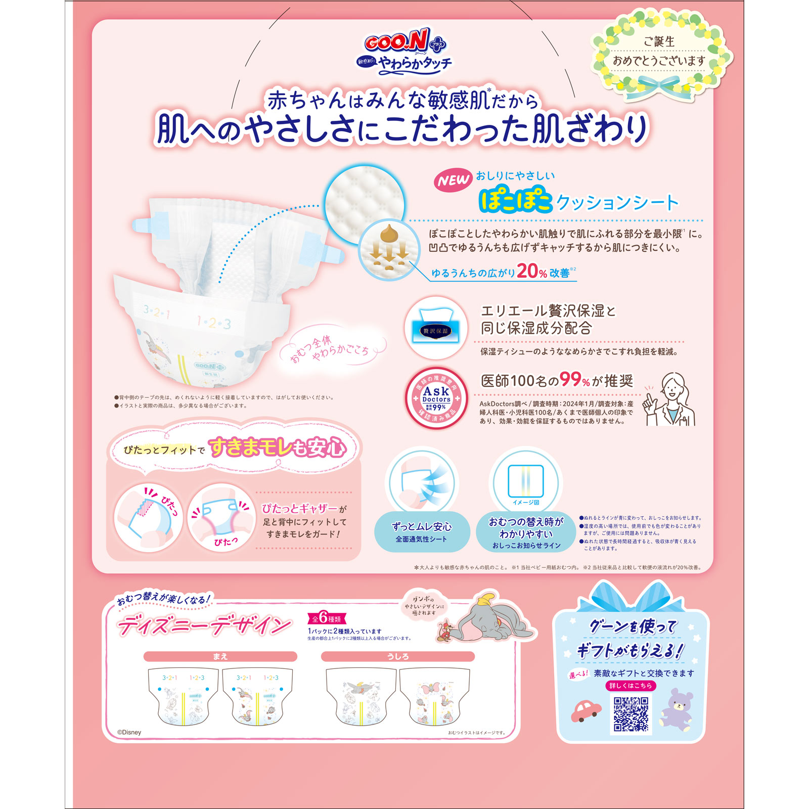 グーンプラス 敏感肌にやわらかタッチテープ新生児 | マツキヨ