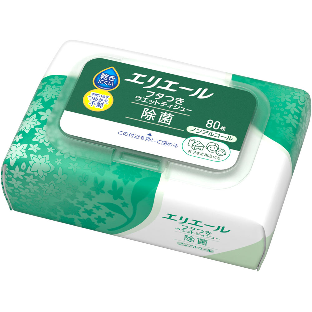 エリエール フタつきウエットティシュー 除菌ノンアルコール ８０枚 大王製紙