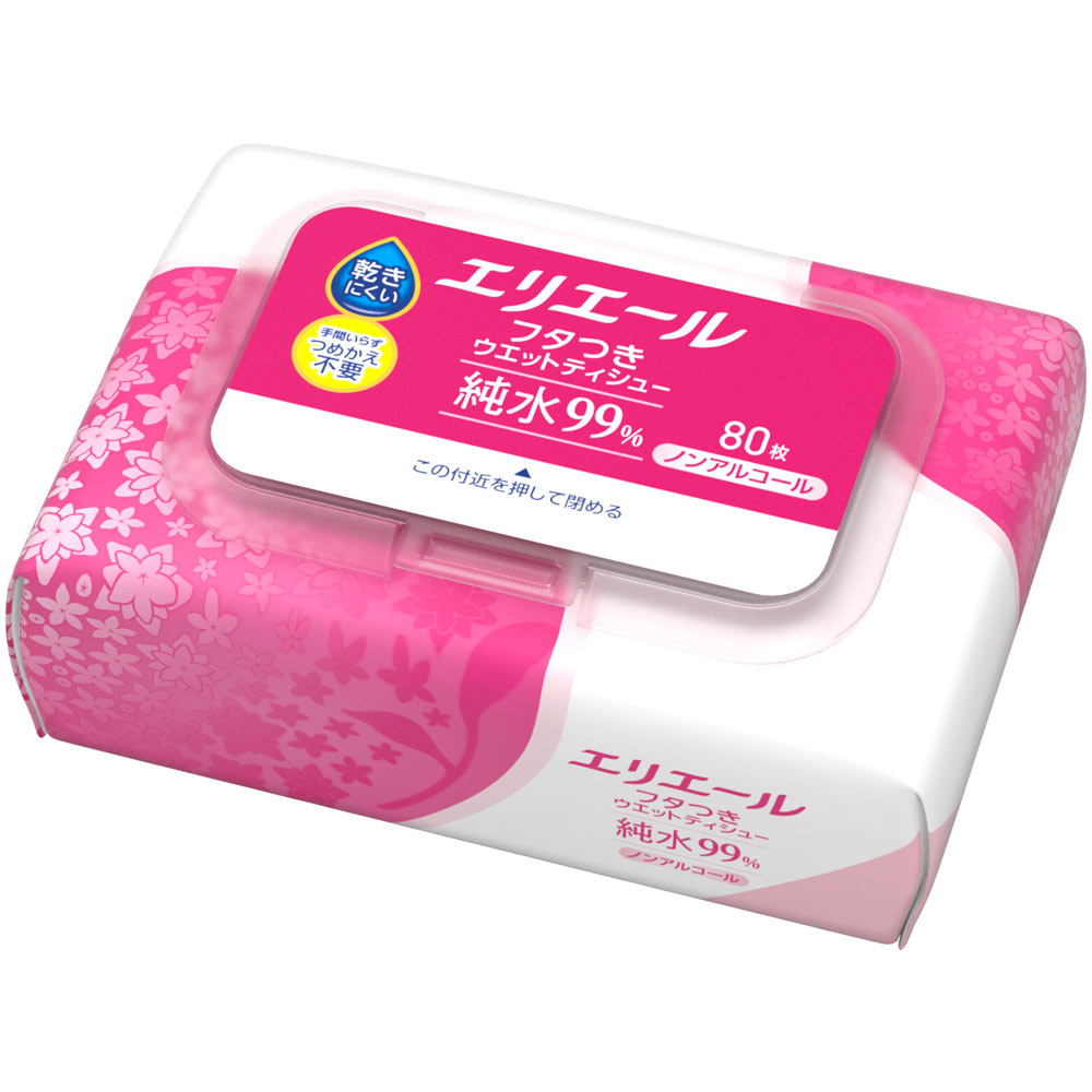 エリエール フタつきウエットティシュー 純水99％ ８０枚 大王製紙