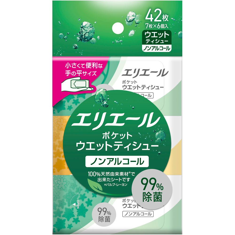 エリエールポケットウエット除菌ノンアルコールタイプ ７枚×６Ｐ 大王製紙